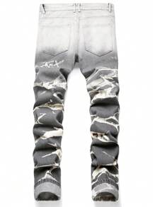 Quần Jeans Denim Thời Trang Thường Ngày Tối Giản Có Nút Cài Phía Trước Cho Nam - Xám - Xem 2