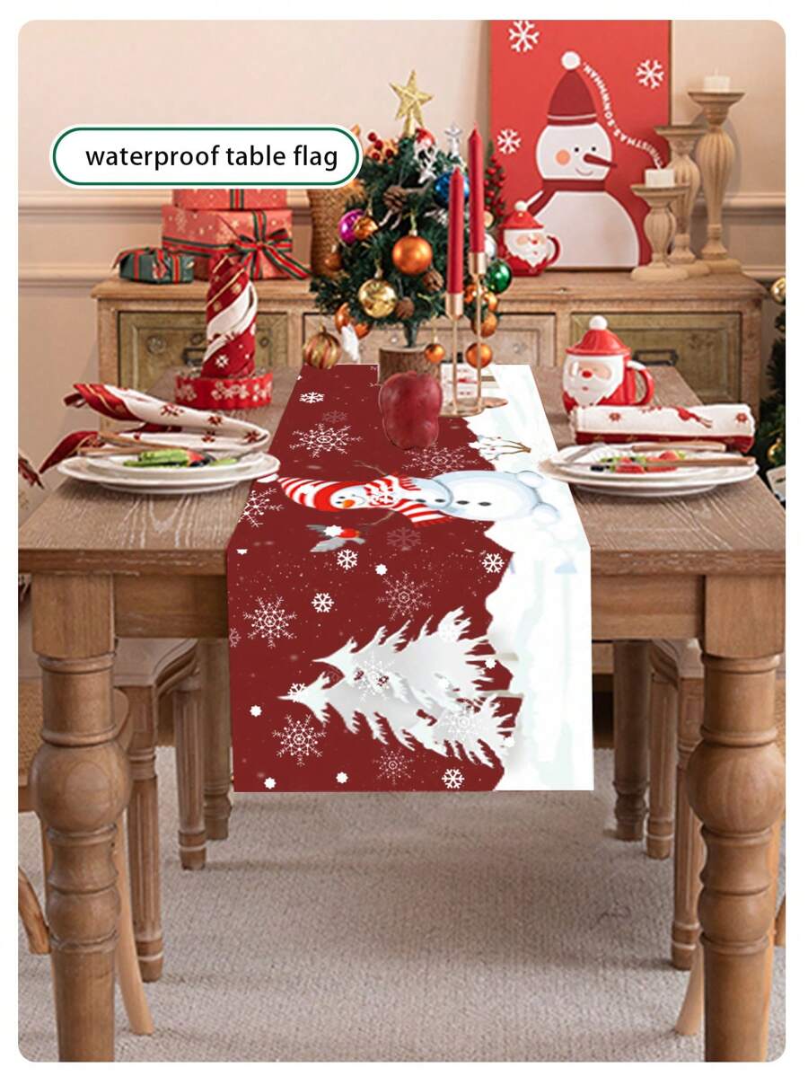 1 tấm khăn trải bàn Giáng sinh chống thấm nước in Polyester, nhiều kích cỡ, khăn trải bàn Giáng sinh lễ hội với không khí thanh lịch, thích hợp cho trang trí ngày lễ, đám cưới, Giáng sinh, Lễ tạ ơn - Thêm nét tinh tế cho bàn ăn của bạn - Lưới màu đỏ và màu xanh lá cây - Xem 1
