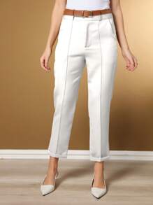 Women's Basic Straight Tailored Dress Pants - White - View 3