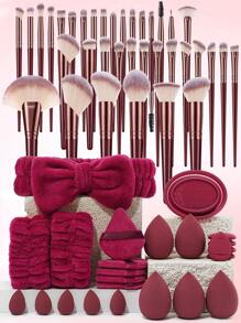 60PCS Makeup Tools Set Including:36PCS Makeup Brush Set+5PCS Makeup Sponges+5PCS Mini Makeup Sponges+5PCS Triangle Powder Puffs+5PCS Mini Air Cushion Powder Puffs+1pc Hairband+2PCS Hand Bowl Strap+1pc Makeup Brush Cleaning Tools - 彩色 - 查看 13