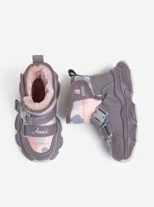 Annil Botas de nieve para niñas. Forradas y reforzadas contra el frío en invierno. Zapatos impermeables para bebés para la nieve para niñas. - Morado - Ver 5