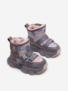 Annil Botas de nieve para niñas. Forradas y reforzadas contra el frío en invierno. Zapatos impermeables para bebés para la nieve para niñas. - Morado - Ver 3