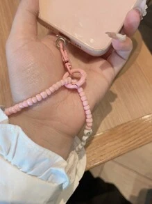 Customized Minimalist Pink Letter Beads Phone Lanyard (Comes With Phone Charm Washer), Can Customize Name, Slogan, Date, Suitable For Birthday, Anniversary, Gift-Giving, Everyday Wear
