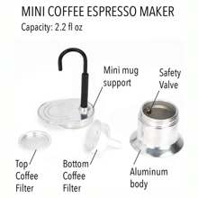 Bình pha cà phê Ý bằng hợp kim nhôm 50ML dạng ống đơn, có vòi, thưởng thức cà phê ngon trong chốc lát - Bạc - Xem 6