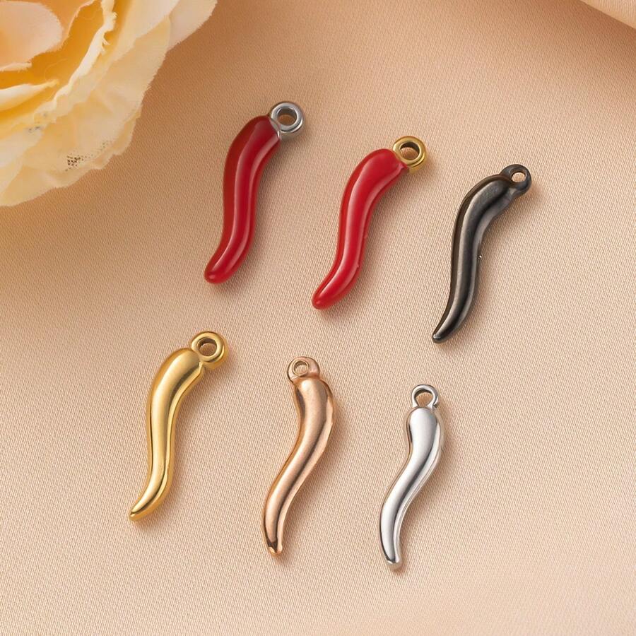 5 Stücke Edelstahl Metall Rot Chili Pfeffer Anhänger Gemüse Charm für DIY Schmuckherstellung Ohrringe Halskette Armband Zubehör