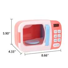 31 Pcs Microwave Playset With Light Sound And Play Foods For Teenagers Pretend Play Kitchen - Pink - View 2