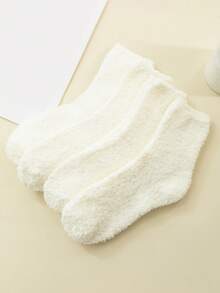 4 Paar Damen Thermosocken in einfarbig, warm, modisch, vielseitig, bequem, weich, knöchellang, geeignet für den täglichen Gebrauch - Verschiedenfarbig - Übersicht 4