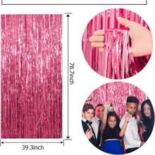 2pcs Pink Background Party Decor Metal Wire Curtain, Party Backdrop Aluminum Foil Tassel Garland, Birthday Decor Photo Booth Backdrops, Pink Theme Bachelorette Party Graduation Decoration