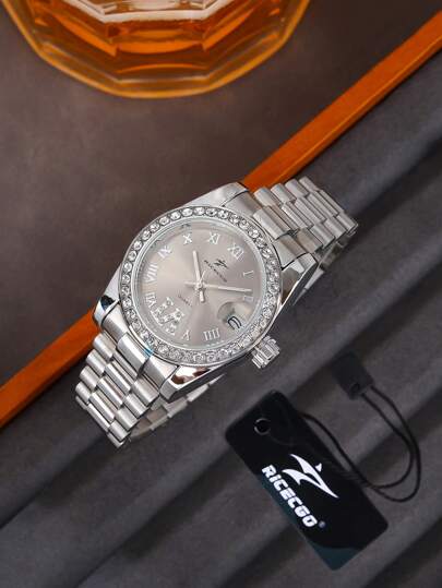 RICECGO 1pc Classic Women Quartz Wristwatch, Suitable For Daily Wear, Business Meetings, And As A Gift As A Gift For Students Returning To School