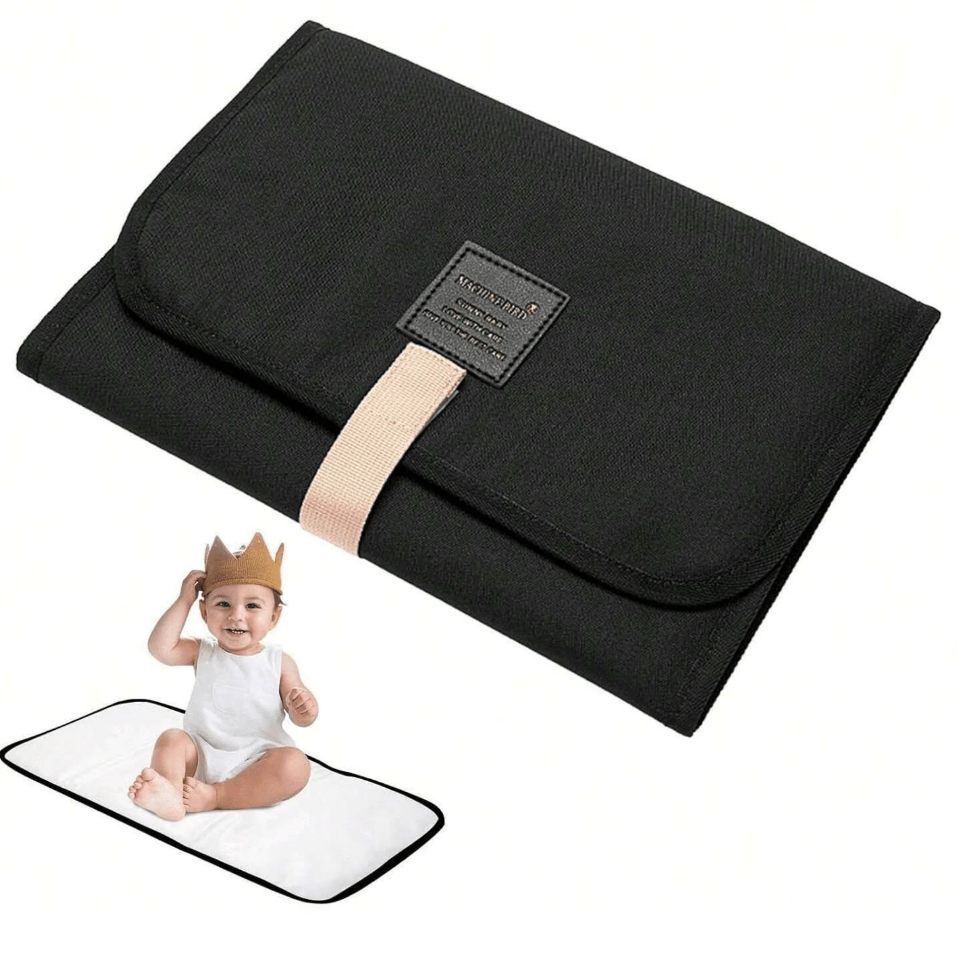 Matelas à Langer Portable Bébé - Imperméable, Avec Distributeur Lingettes, Pliable (55x54,5 Cm Ouvert) | Pour Voyage, Sorties