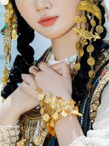 2pcs/Belly Dance Golden/Silver Coins Bracelets,Coin Bracelet Wrist Hand Bracelet Bangle Rings For Christmas Costume Present - Multicolor - View 5