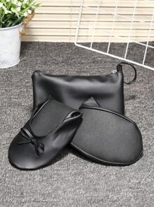 Zapatos planos plegables portátiles para niños, zapatos de yoga, zapatos de ballet, pantuflas plegables para viaje, zapatos planos con banda elástica sencilla, zapatos de práctica de yoga interiores plateados para niñas, zapatos planos casuales suaves y cómodos, adecuados para uso interior y exterior