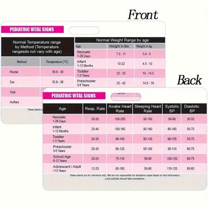 GIURKUU 1 件儿科生命体征横向徽章卡 - 儿科护士、护理临床和 RN 学生的优秀资源 - 优秀的护理学校用品和 Ac