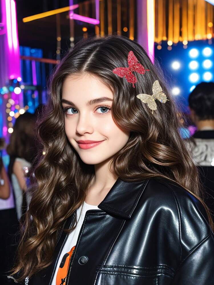 مجموعة اكسسوارات شعر فراشات لامعة 287 قطعة، تشمل ش...