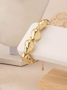 1 Set Of 2024 European And American Style Sweet, Cool, Cold, Light Luxury, Niche High-End Feeling, New Asymmetrical Shaped Bead Necklace Bracelet Earring Set, Elegant And High-End Feeling, Collarbone Chain Simple And Exquisite, And Women's Banquet Parties, Daily Commuting Wear - Jewelry Set - View 14