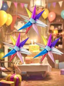 12 件套彩色爆炸星形铝箔气球，泪珠闪光气球，适用于婚礼生日派对装饰 - 彩色 - 查看 4