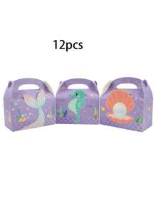 6/12 hộp quà hình nàng tiên cá, cá ngựa, vỏ sò cho ngày lễ tình nhân, hộp quà tặng đóng gói, hộp bánh quy sô cô la kẹo, hộp quà tặng tiệc cưới, hộp đóng gói - Nhiều màu - Xem 8