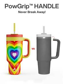 Bình nước giữ nhiệt chân không 40oz có nắp và ống hút, cốc du lịch cách nhiệt bằng thép không gỉ, giữ lạnh đến 34 giờ hoặc giữ nóng đến 10 giờ, tiện lợi mang theo khi cắm trại ngoài trời (thể thao). - trái tim màu vàng - Xem 5