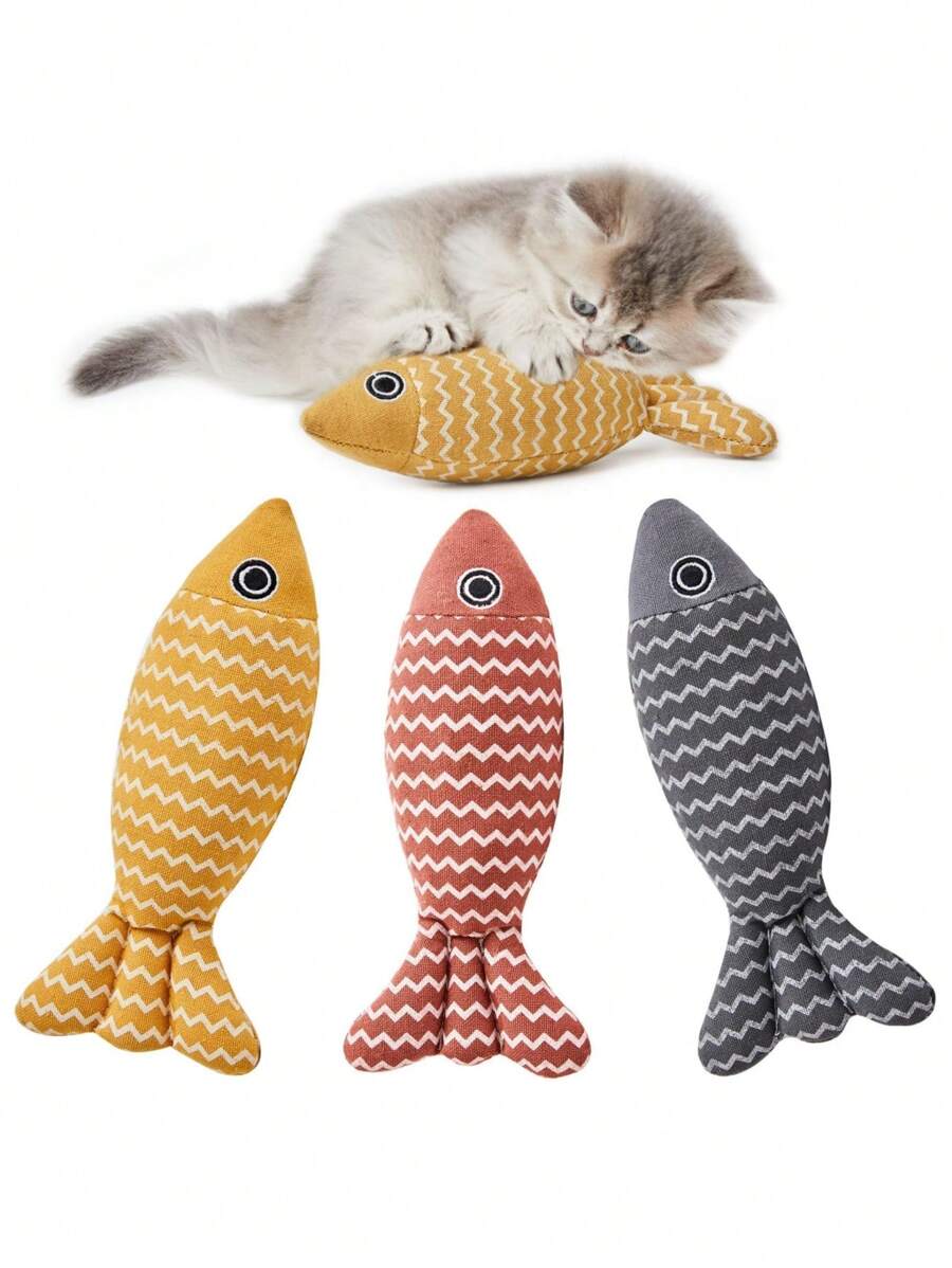 1 件逼真耐用的毛绒小猫猫玩具，适合室内和室外宠物咀嚼