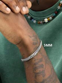 1pc Steel Electroplated 18K Minimalist Style Chain Bracelet For Men, Chain, Hip-Hop And Sport Design, Suitable For Parties, Daily Wear, Holiday Graduation Gifts