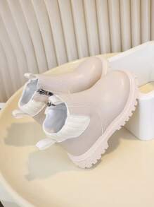 1 Đôi bốt trẻ em đế mềm thoải mái và đa năng, bốt ngắn cho bé gái có khóa kéo bên hông - Màu be - Xem 8