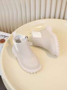 1 Đôi bốt trẻ em đế mềm thoải mái và đa năng, bốt ngắn cho bé gái có khóa kéo bên hông - Màu be - Xem 6