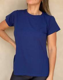 Butt Covering Blouse In Plain Colors, Sizes P To G3, Cool Fabric, Does Not Catch Pills. - Màu xanh hải quân - Xem 2