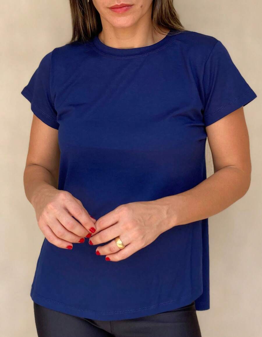 Butt Covering Blouse In Plain Colors, Sizes P To G3, Cool Fabric, Does Not Catch Pills. - Màu xanh hải quân - Xem 1