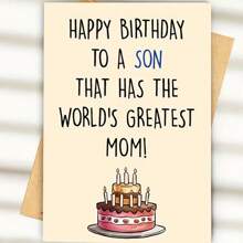 1pc Lời chúc mừng sinh nhật hài hước dành cho con trai - Quà tặng vui nhộn từ mẹ, tôn vinh người mẹ vĩ đại nhất thế giới - Họa tiết hoạt hình, Dịp sinh nhật, Chủ đề ẩm thực - Lý tưởng cho con trai trưởng thành - Nhiều màu - Xem 3