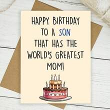 1pc Lời chúc mừng sinh nhật hài hước dành cho con trai - Quà tặng vui nhộn từ mẹ, tôn vinh người mẹ vĩ đại nhất thế giới - Họa tiết hoạt hình, Dịp sinh nhật, Chủ đề ẩm thực - Lý tưởng cho con trai trưởng thành - Nhiều màu - Xem 6