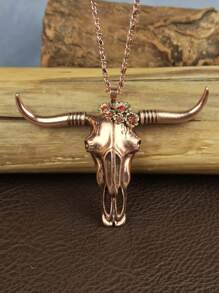 1 pezzo Collana retrò a lunga testa di bue, adatta per occasioni casual, stile unico