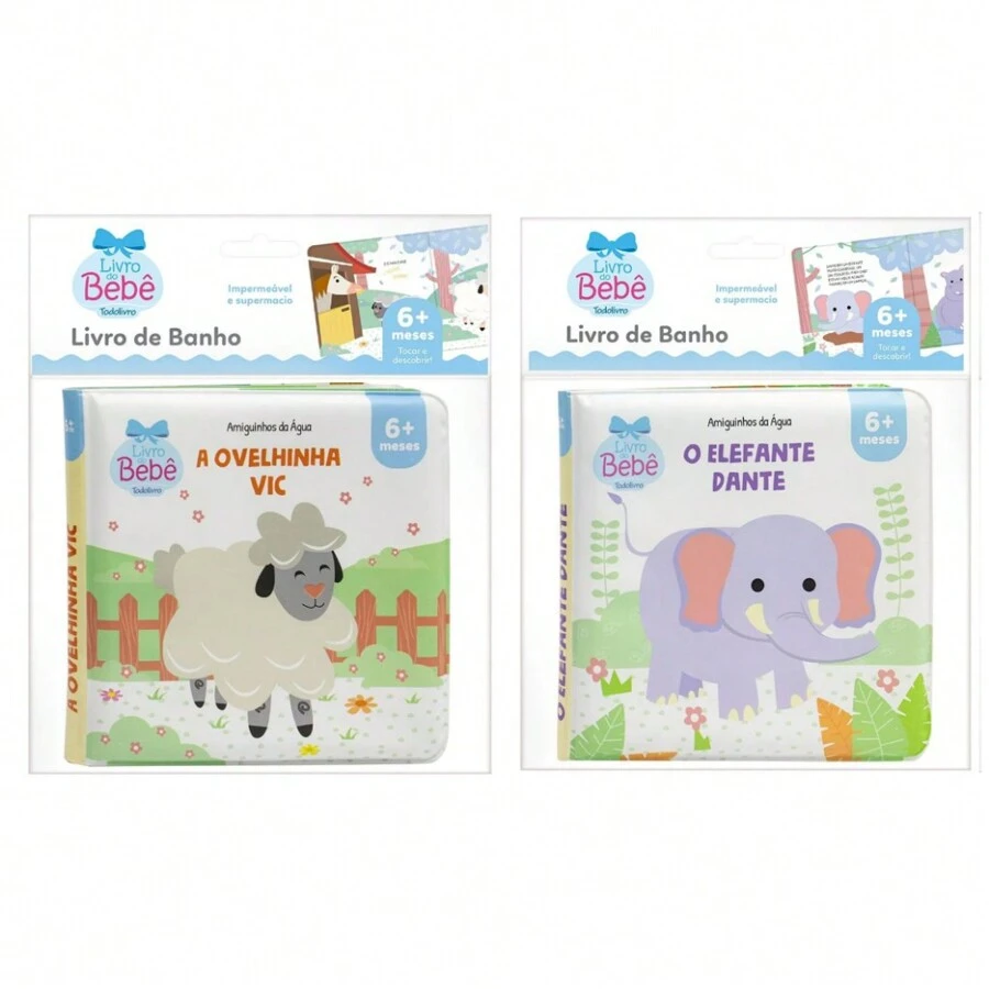 Kit 2 Bath Books For Children Fun And Learning In The Bath! - Little Sheep Vic + Elephant Dante - View 1