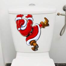 1pc Creative Santa Claus Pattern Toilet Lid Sticker,Stickers,Wall Decal, Vinyl Decal For Home Decorations,Spring Decoration Items Refresh Your Home,Rama Decoration Stickers