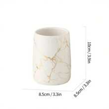 Couple's Mouthwash Cup, High-End Toothbrush Holder, Bathroom Storage Rack, Simple And Creative Couple's Gargle Cup, Ceramic Toothbrush Cup, Marble Pattern Handleless Mouthwash Cup Home Bathroom Decor Summer Back To School