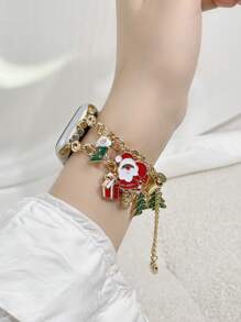 1 件奢华水钻双表带圣诞老人、甜甜圈、雪橇、Apple Watch 表带兼容 Apple Watch Ultra/SE/S10/9/8/7/6/5/4/3/2/1、38/40/41/42/44/45/46/49mm - 金色 - 查看 6