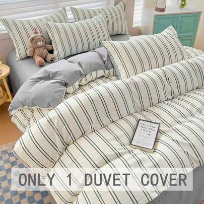 1 Pc Black And White Striped Pattern Duvet Cover (Duvet Cover Only), Simple Nordic Style Bedding, No Filler, Suitable For All Seasons, Single / Double / Oversized Bed