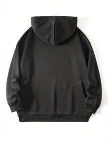 Sudadera con capucha de manga larga de unicolor con bolsillo, sencilla, para otoño e invierno, talla grande, diseño de letras navideñas