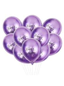 10 piezas de globos metálicos de 12 pulgadas con el mensaje "Feliz Cumpleaños", de material de látex, inflables con helio, decoración para fiesta - Multicolor - Ver 11