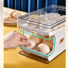 1pc Slide-Type Egg Storage Box Double-Layer Automatic Filling Egg Box Kitchen Thick Roll-Egg Type Duck Egg Fresh-Keeping Box - White - View 4