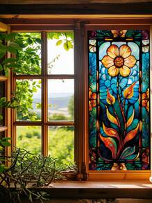 1 Cuộn Hoa Sơn Dày Mờ Phong Cách Cổ Điển Có Họa Tiết Hình Học Bất Đối Xứng, Phim Kính, Trang Trí Nhà Tự Làm Theo Phong Cách Bohemian, Không Keo Dán, Hấp Phụ Tĩnh Điện, Cách Nhiệt Trong Suốt, Che Nắng, Miếng Dán Cửa Sổ Thích Hợp Cho Cửa Phòng Tắm Tại Nhà, Phim Kính Màu 3D, Miếng Dán Kính - Nhiều màu - Xem 13