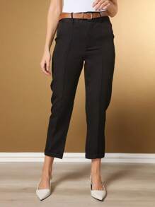 Women's Basic Straight Tailored Dress Pants - Black - View 6