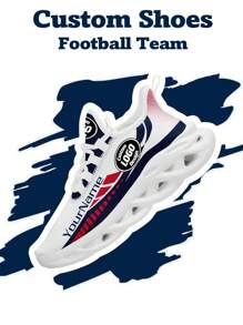 Men's New England Football Designed Sneakers, Custom Logo Custom Name Customization Lightweight Comfortable Soft Bottom Sneakers For Men, Gym Training Breathable Tennis Shoes Unique Gift For Mom/Dad/Her/Him/Girlfriend/Boyfriend/Wife/Husband/Friend ﻿ - White - View 7