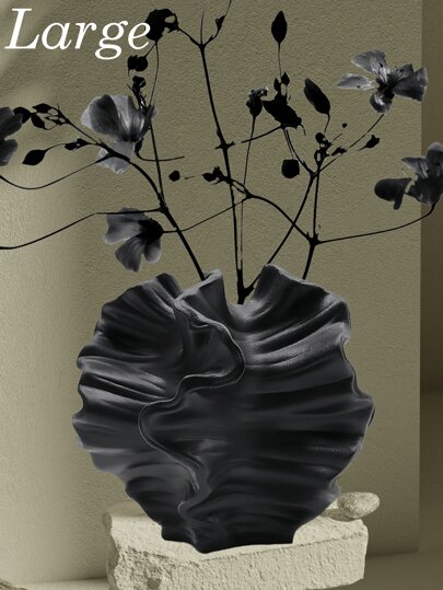 Flowers Vase Moderne Home Coral Ceramic Shape Zwart Wit stone Nordic Pampas Grass, Boho Donut Centerpiece Wedding, Ideal Mother's Day Wedding .(Black) Birthday Graduation Room Flower Glass view 2