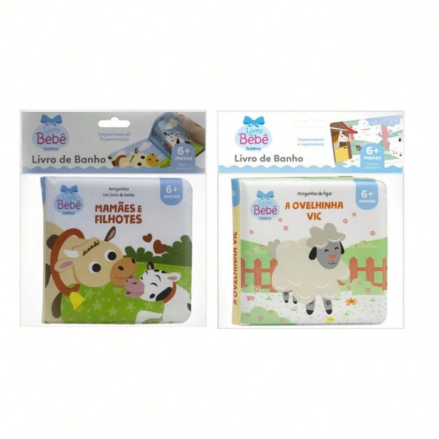 Kit 2 Bath Books For Children Fun And Learning In The Bath! - Moms and Kids + the Little Sheep - View 1