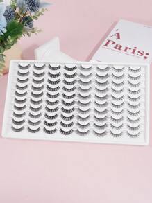 MAGEFY 40 Pairs CC Curl Mixed Style Natural Crossover False Eyelashes Fluffy 3d Mink Fur False Eyelashes Natural Long Thick Wholesale False Eyelashes For Makeup,Handmade Lengthened Thick Curly Eyelashes Artificial Mink Eyelashes Makeup Tools - 黑色 - 查看 4
