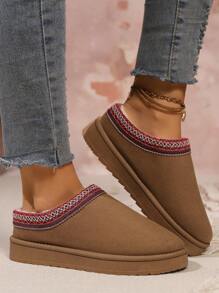 Women Winter Snow Boots Thickened Flat Cozy Boots Lined Warm Home Slippers Casual Shoes - Camel - View 11