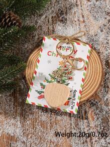 1 móc khóa gỗ cây thông Noel hình ông già Noel khắc tên cá nhân - Món quà hoàn hảo cho bạn bè và gia đình, màu phông chữ đen - Nhiều màu - Xem 5