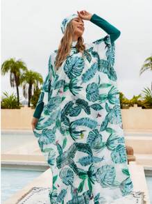 花卉谦逊泳装 女士穆斯林泳衣 伊斯兰头巾 布基尼 沙滩装 分体式泳衣