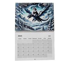 2025 年龙主题挂历，带节日 - 奇幻插图，英文文字，非常适合日常办公使用 - 多色 - 查看 5