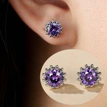 1 对奢华简约精致合成锆石耳环，优雅时尚个性化女士耳环，适合婚礼、派对和日常佩戴 - 耳環 - 查看 10